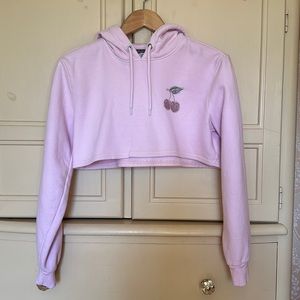 Carmar Cropped Pink Hoodie with Sparkly Cherries Size XS